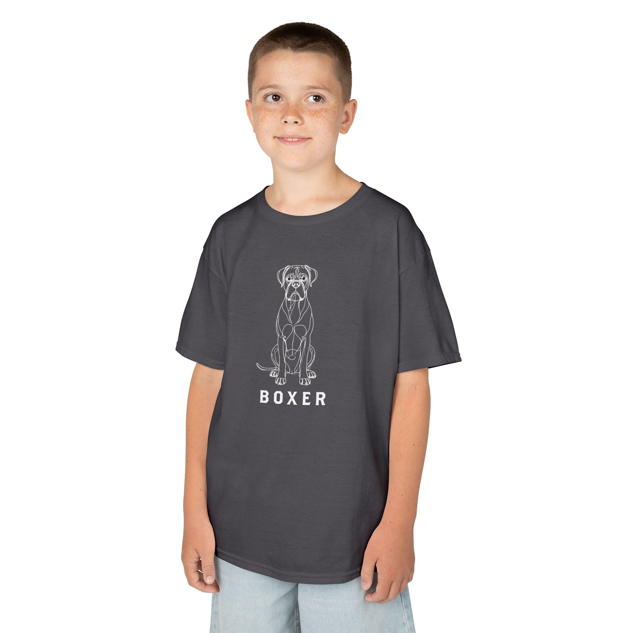 Boxer Line Art White Print Kids Tee