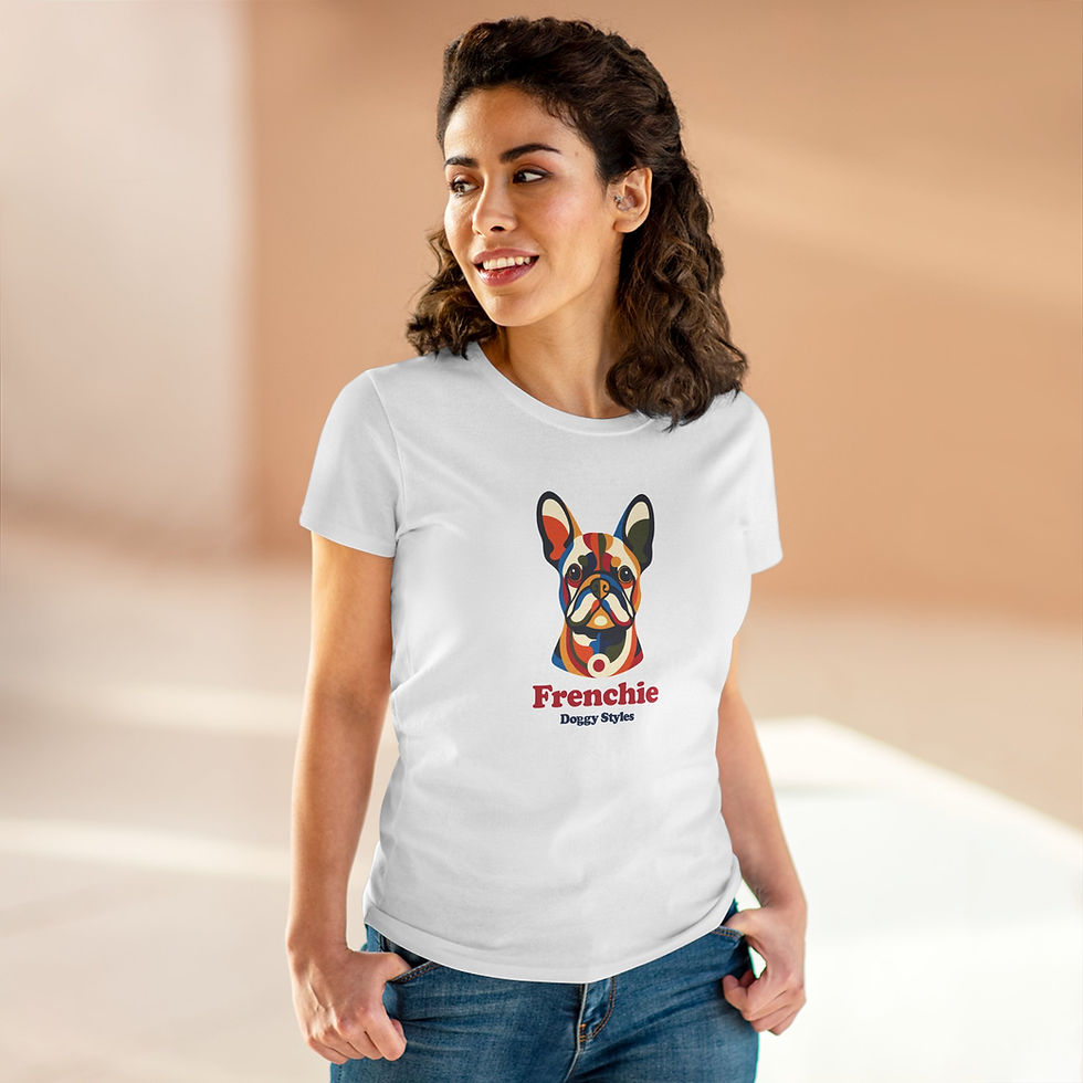 White t-shirt with French bulldog design