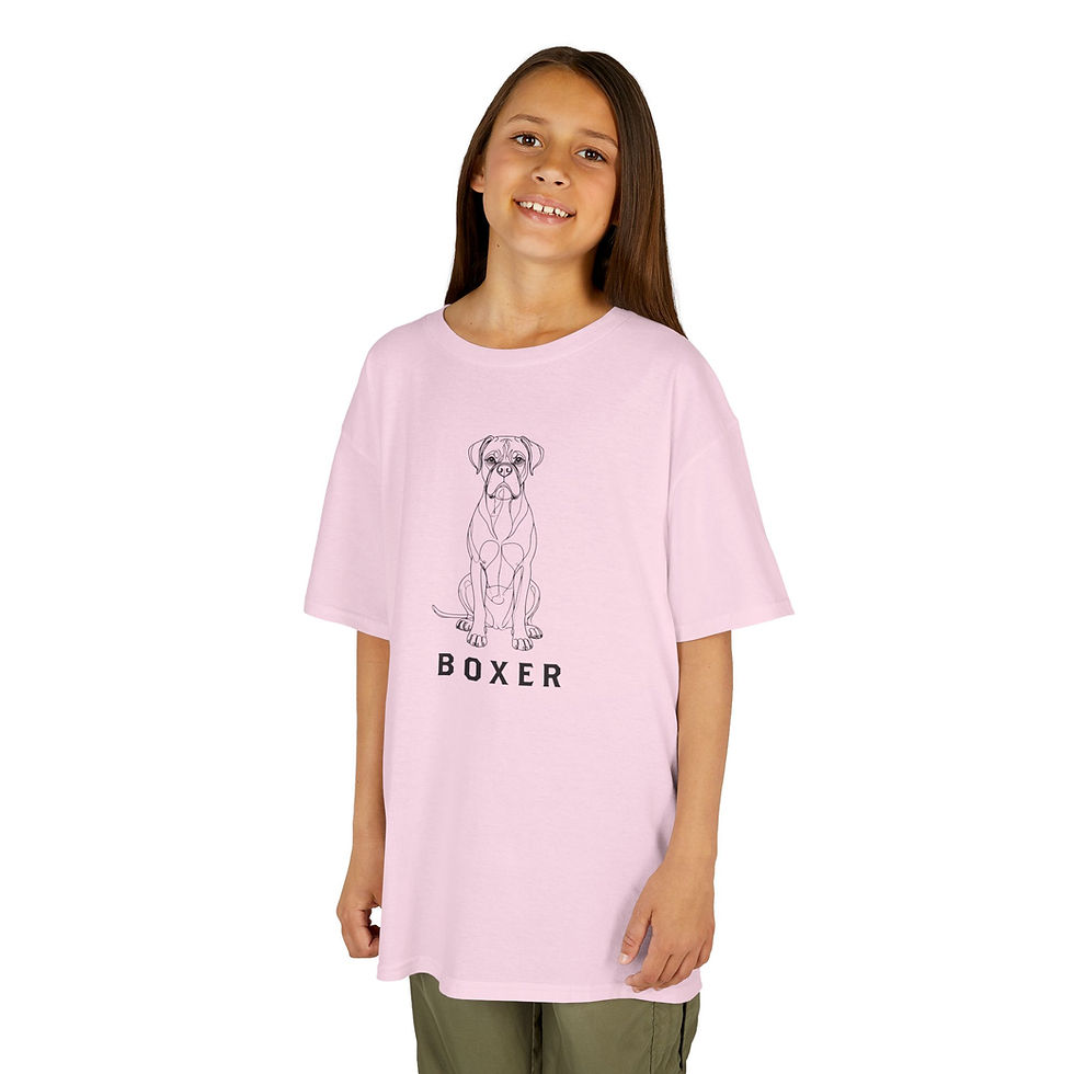 Thumbnail: Boxer Line Art T-Shirt — Kids | Black