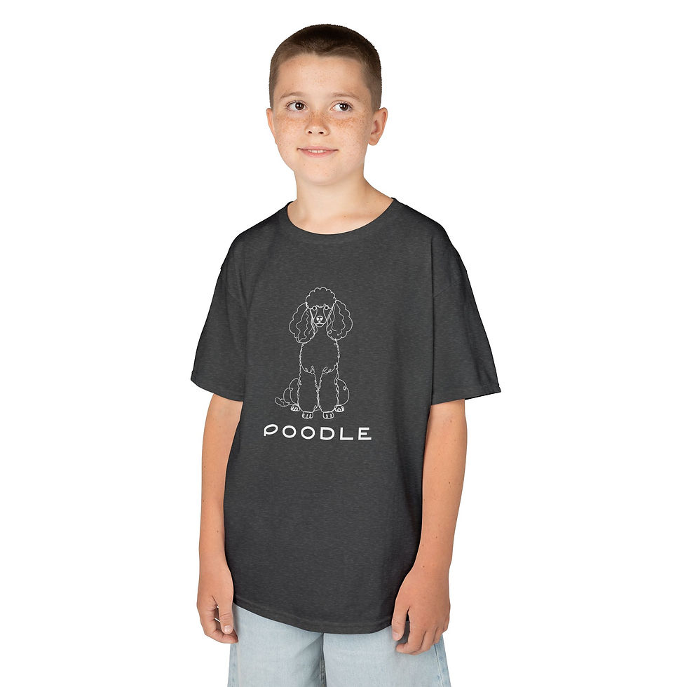 Thumbnail: Poodle Line Art T-Shirt — Kids | White