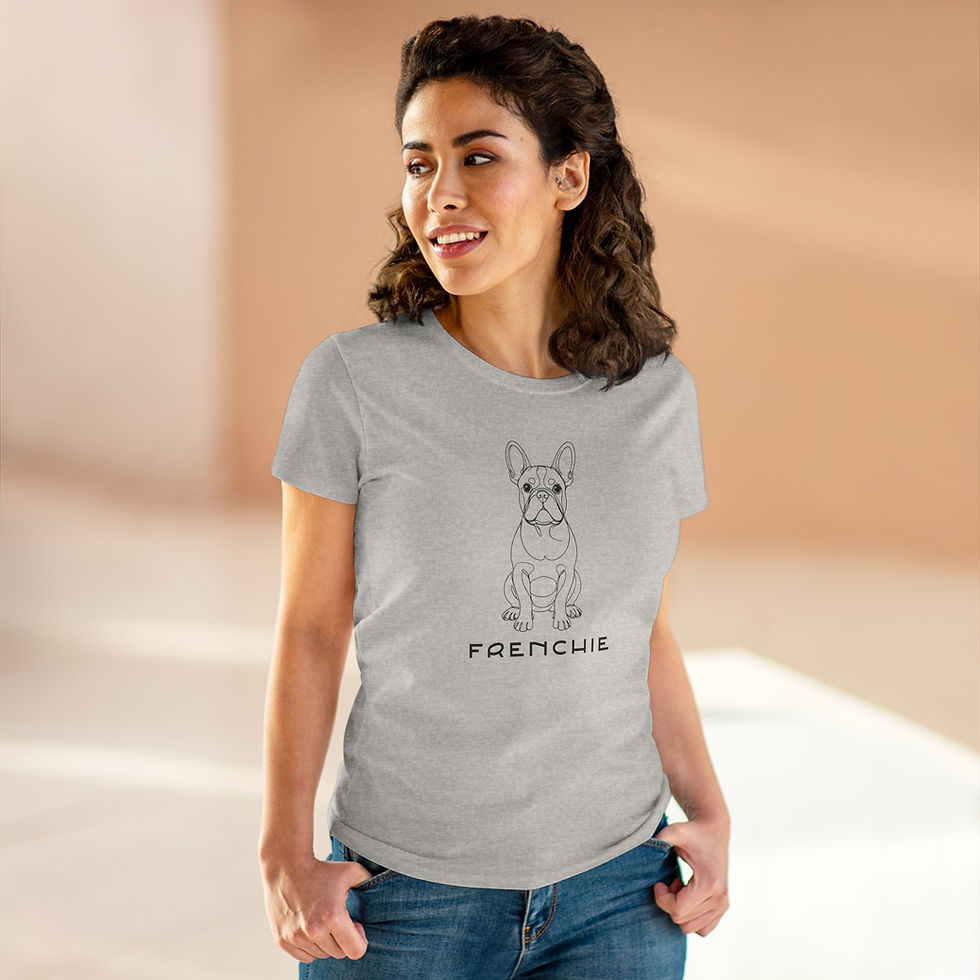 Thumbnail: Frenchie Line Art T-Shirt — Women's | Black