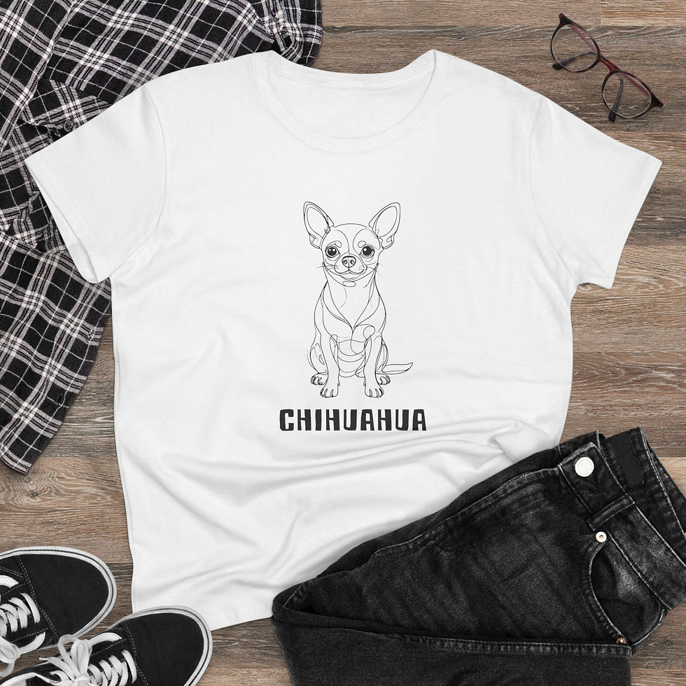 Thumbnail: Chihuahua Line Art T-Shirt — Women's | Black