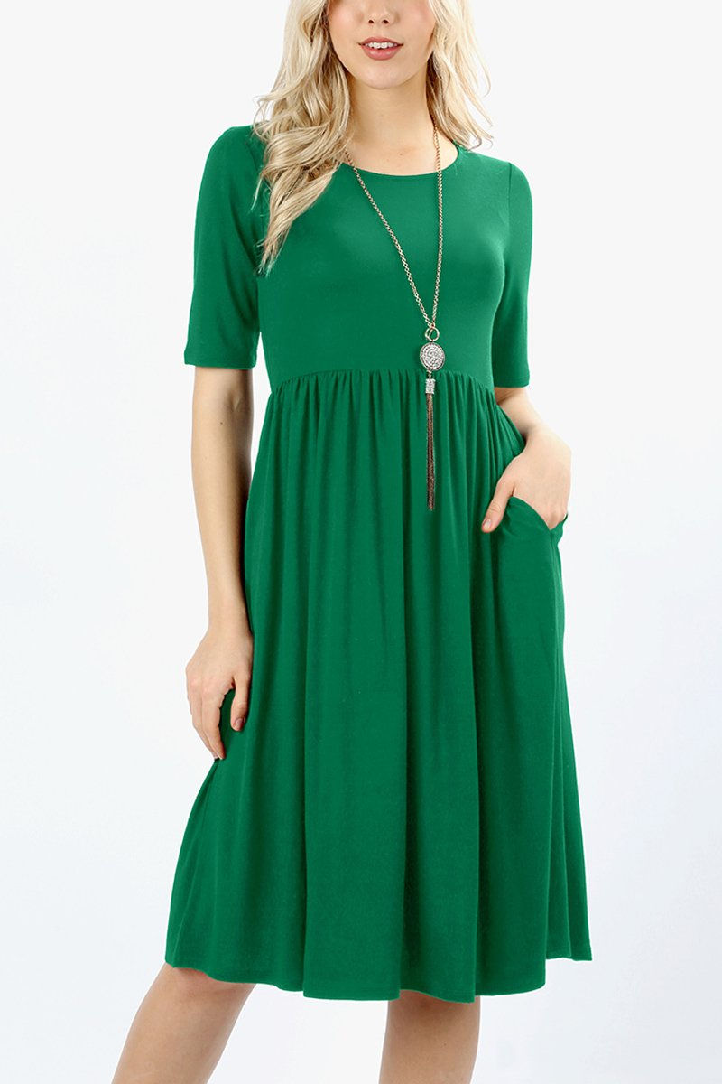 Thumbnail: Short Sleeved Empire Waist Pocket Dress