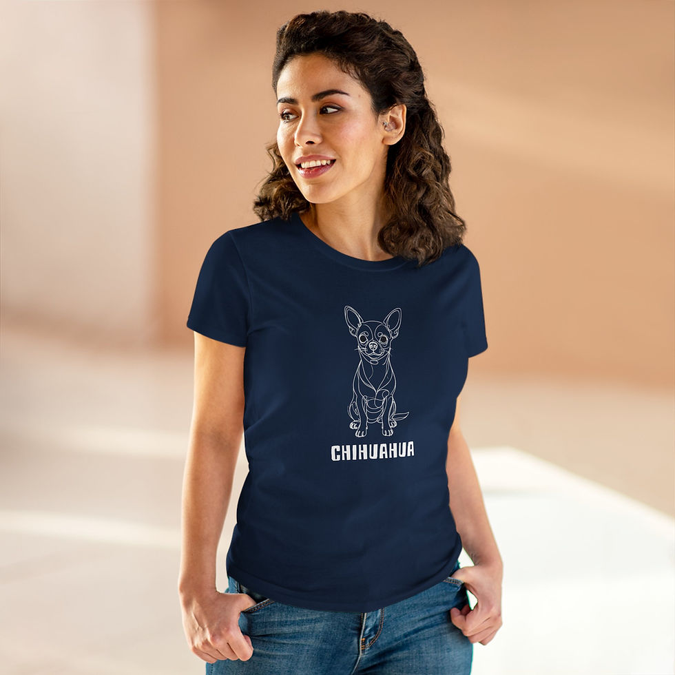 Thumbnail: Chihuahua Line Art T-Shirt — Women's | White