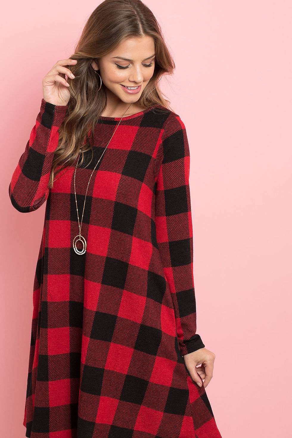 Thumbnail: Long Sleeves Plaid Midi