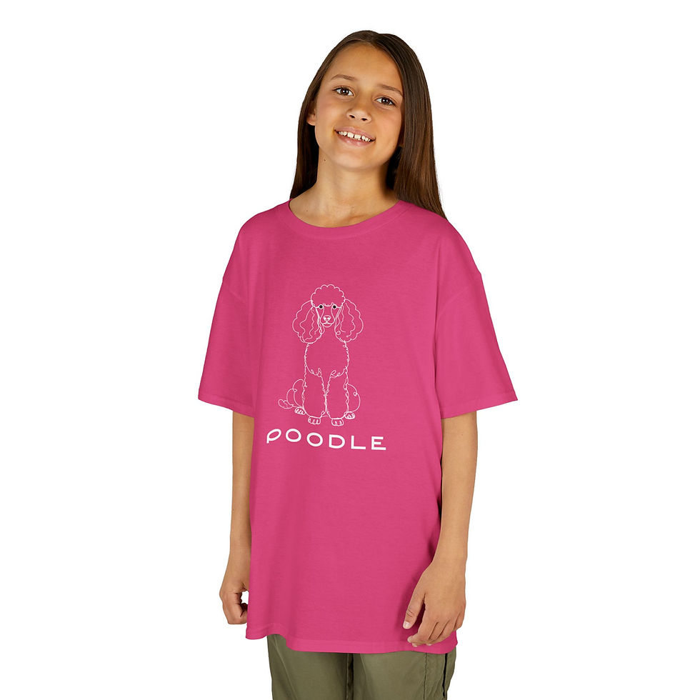 Thumbnail: Poodle Line Art T-Shirt — Kids | White