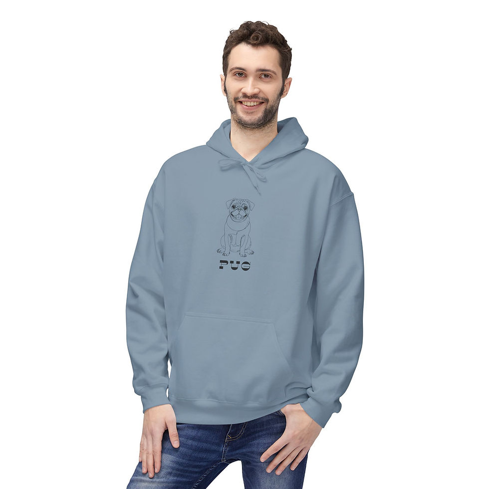 Thumbnail: Pug Line Art Hoodie — Unisex | Black