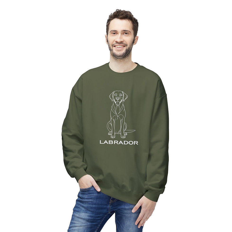 Thumbnail: Labrador Line Art Sweatshirt — Unisex | White