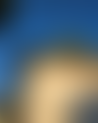 Side view of a light-colored house with freshly installed roof shingles. The photo is taken at golden hour with clear blue skies, highlighting the clean roofline and crisp siding. The gutters and power lines are visible along the wall.