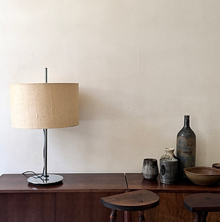 Lampe de table chrome / lin, Germany 1970