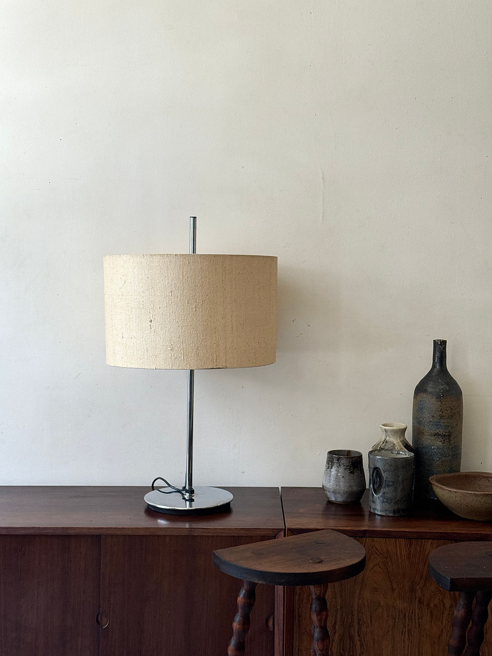 Miniature : Lampe de table chrome / lin, Germany 1970