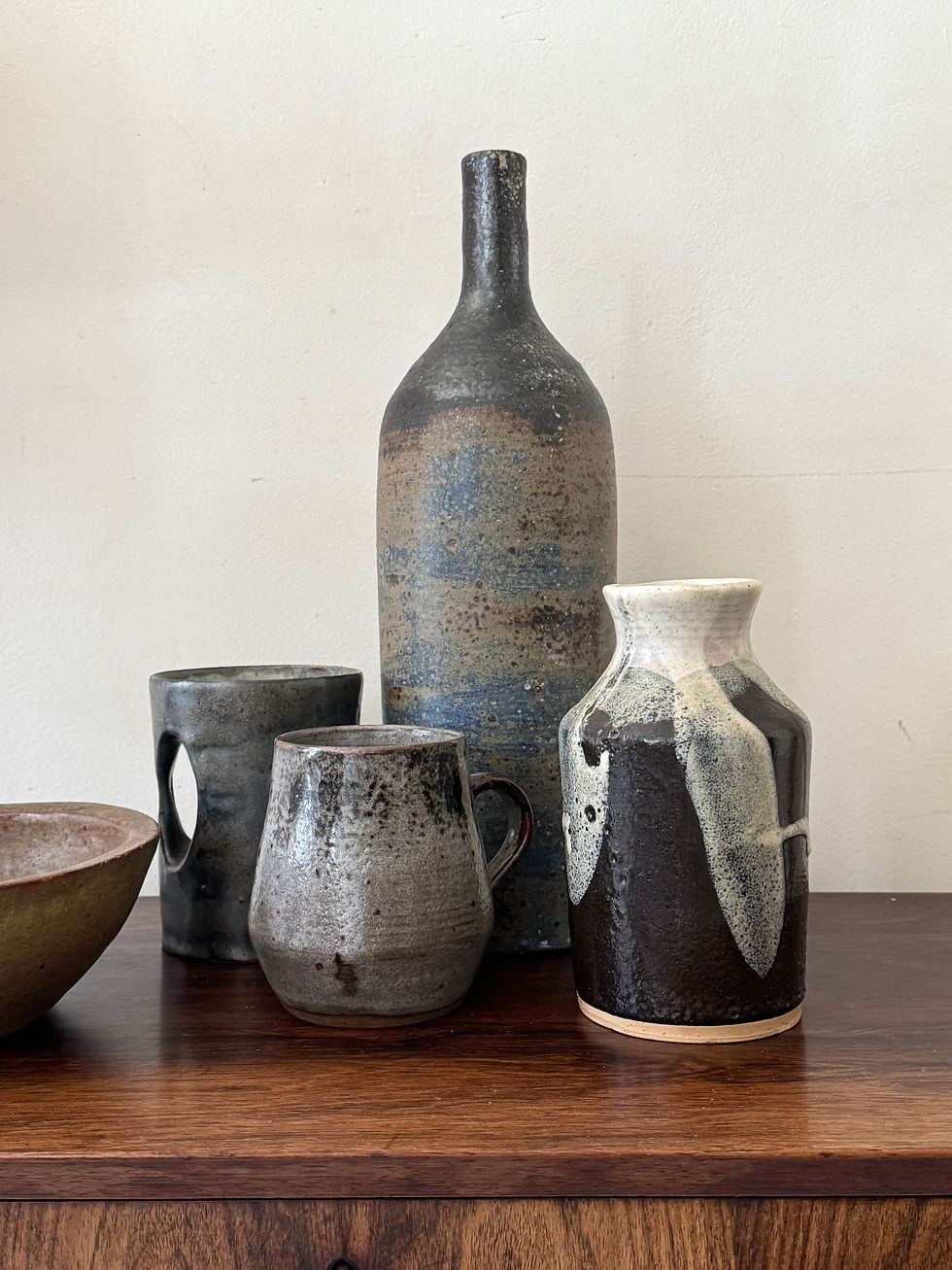 Miniature : Vase en grés émaillé, signé PQV France vers 1970