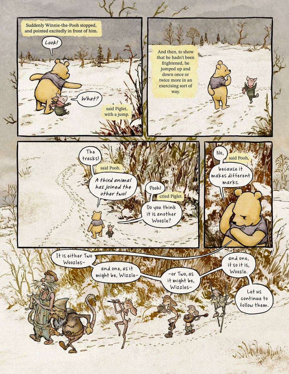Pooh tells Piglet about Wizzles and Woozles