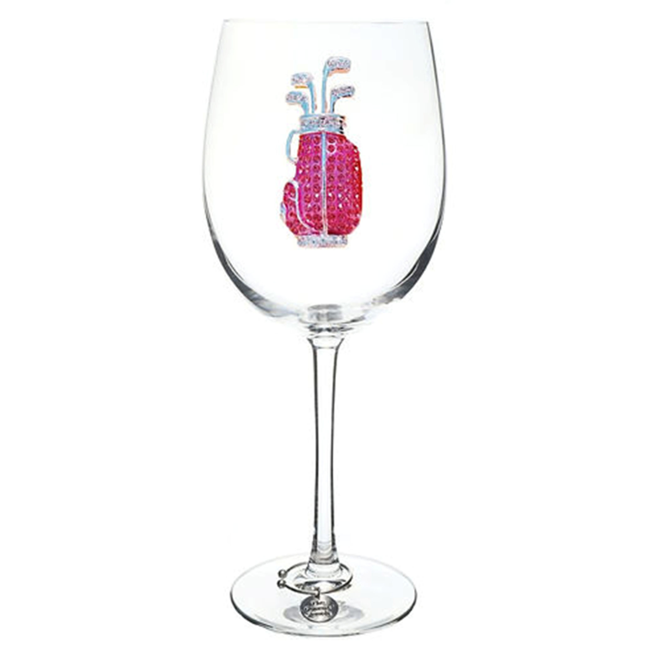 Queen's Jewels Pink Golf Bag Stemmed Wine Glass