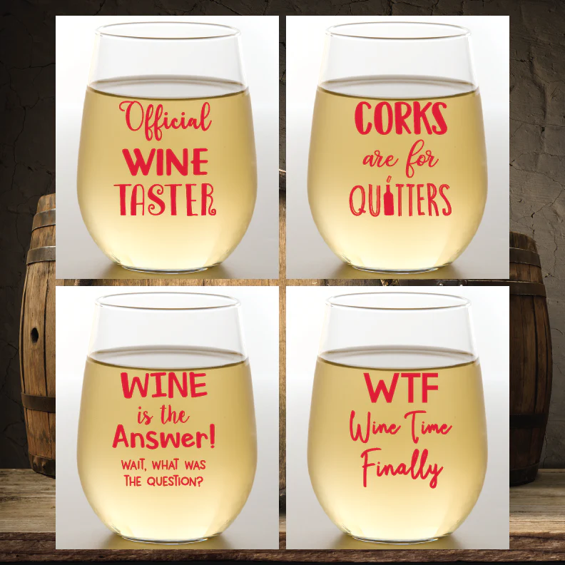 Wine Sayings Wine-Oh! Shatterproof Glasses | Vintage Wine Shoppe Wine Sayings Wine-Oh! Shatterproof Glasses | Vintage Wine Shoppe