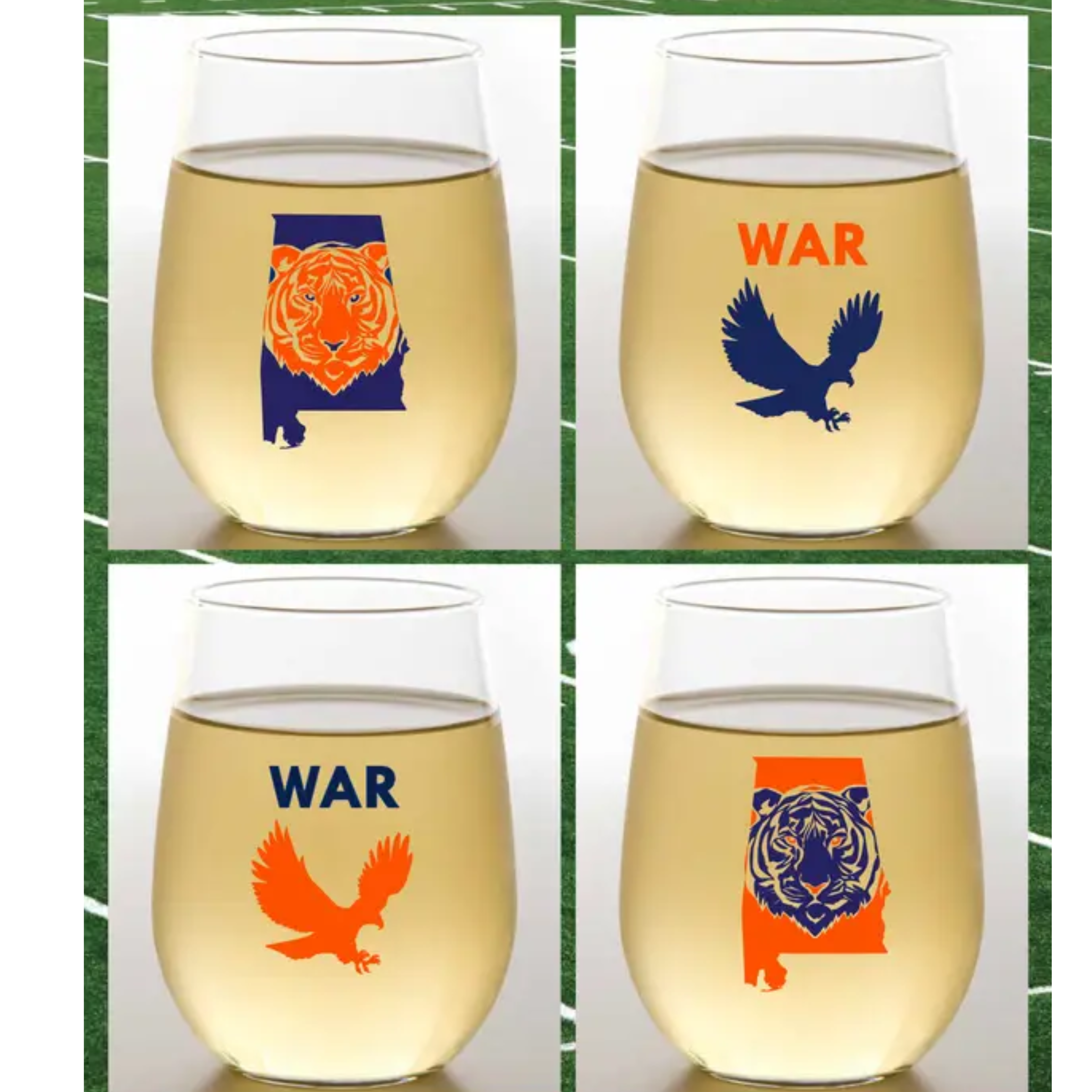 AUBURN FANATIC! – ‘Wine-Oh!’ Shatterproof Designer Wine Glasses