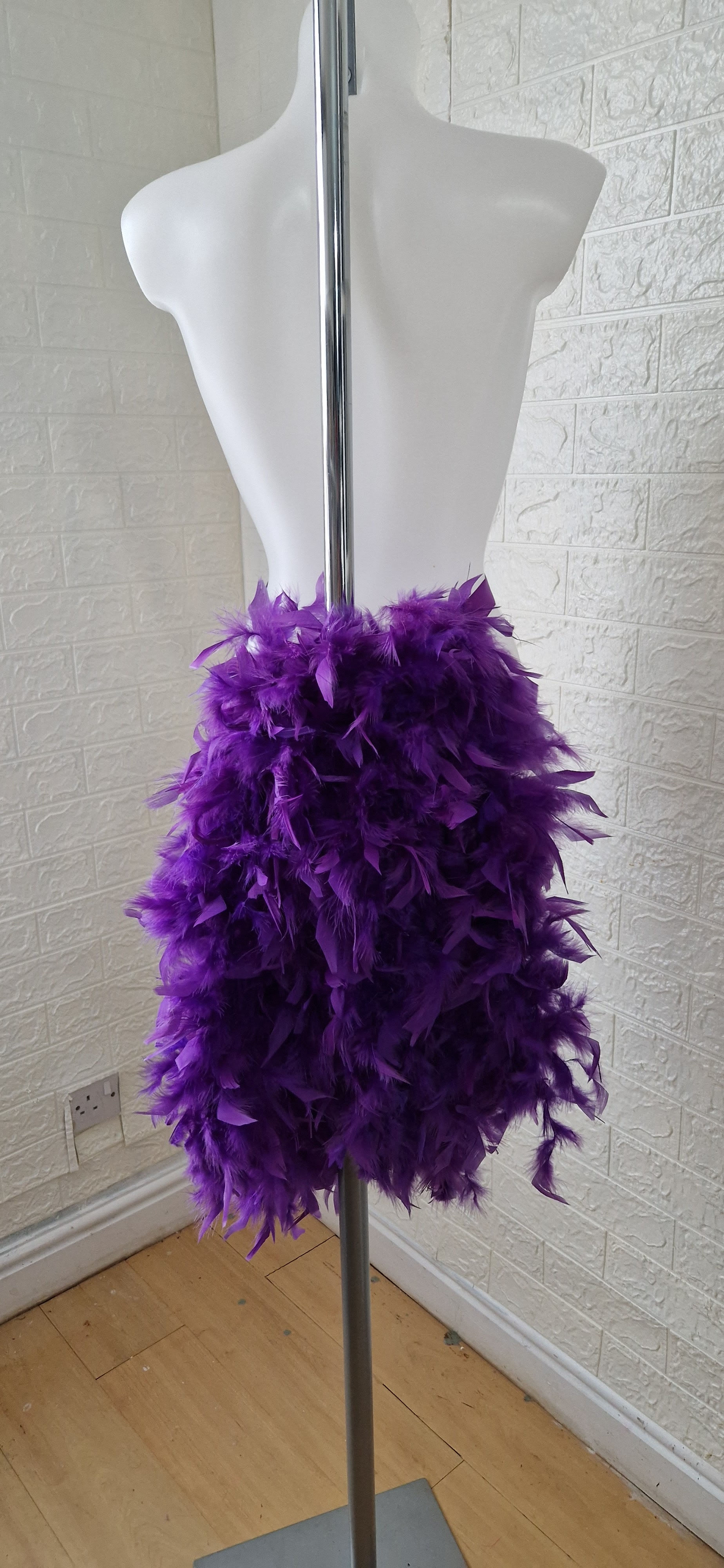 Purple Thick Feather fanTail belt Fan back cover Feather Bustle  Costume