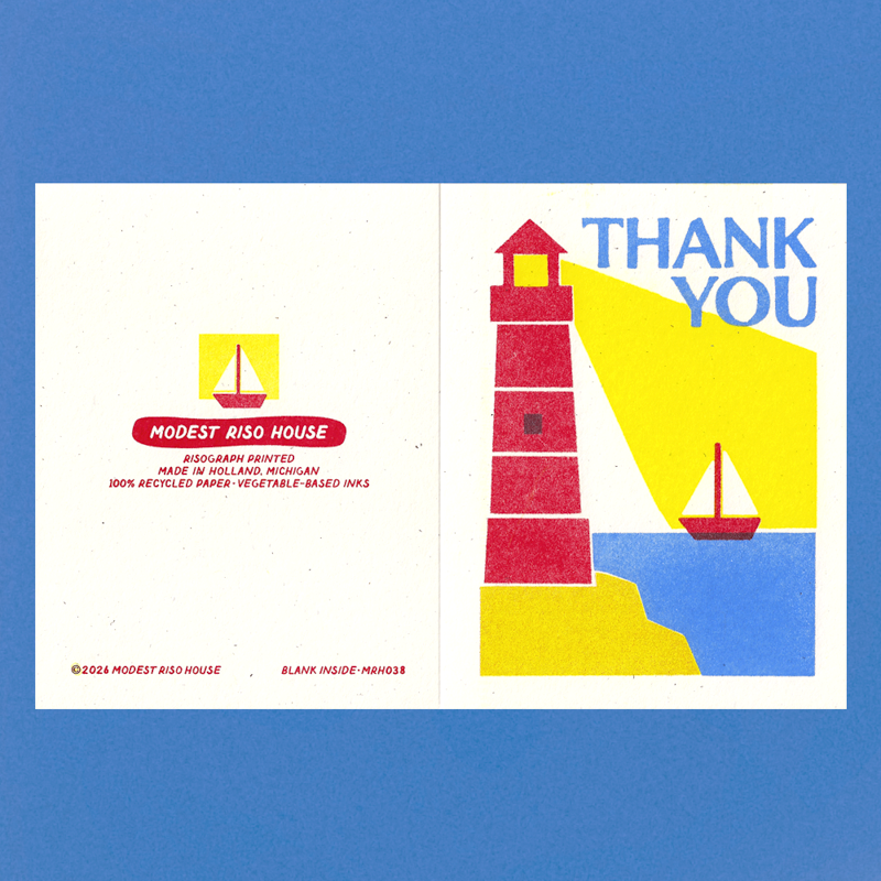 Thank You Lighthouse - Risograph Card