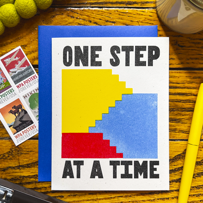 One Step At A Time - Risograph Card