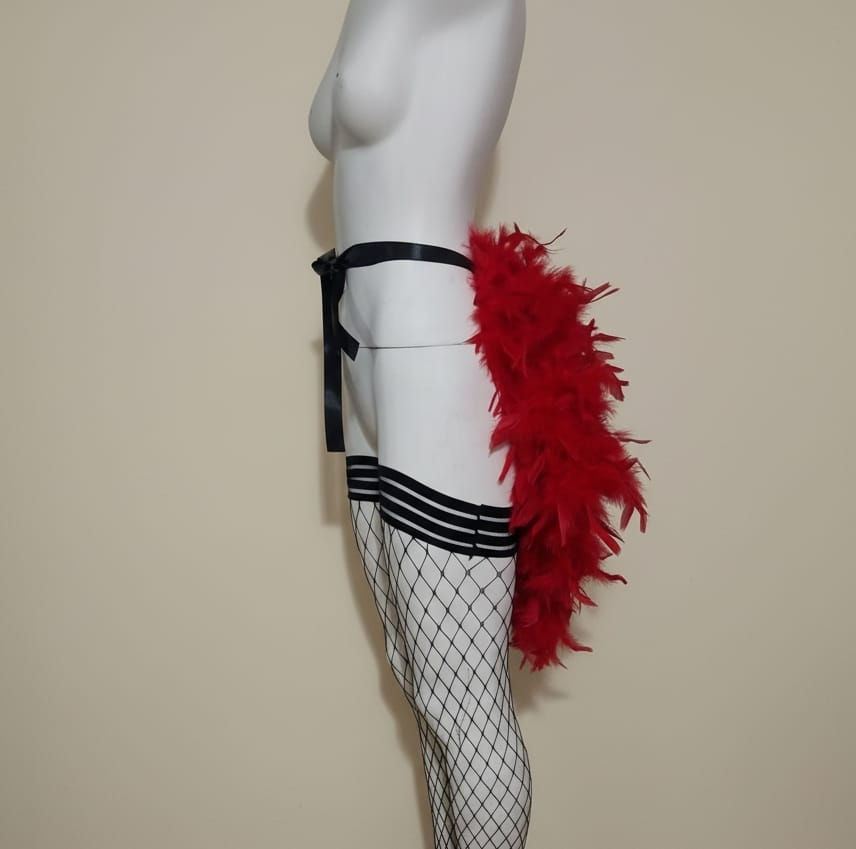 Thumbnail: Alternative fashion mid length feather tail skirt  handmade in UK