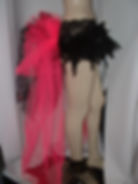 Thumbnail: Short Black feather short skirt with attached Black & Pink BustleSizes 6-14