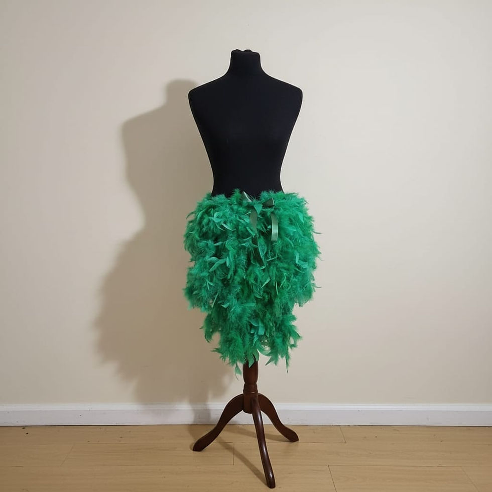 Thumbnail: Showgirl Burlesque Feather Tie on waterfall Bustle
