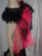 Thumbnail: Short Black feather short skirt with attached Black & Pink BustleSizes 6-14