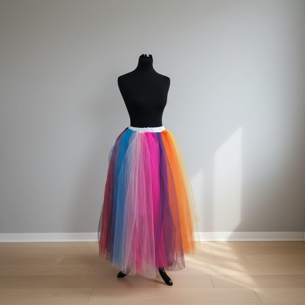 Colourful Rainbow Tulle Skirt – Long Festival Tutu Skirt – Pride Clothing
