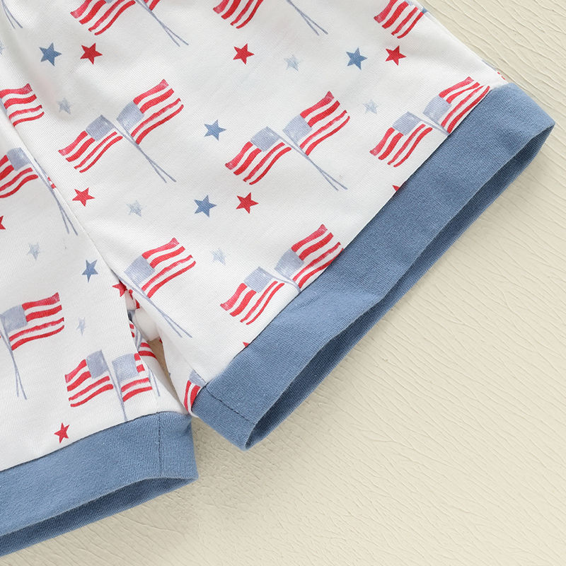 Infant Independence Day Apparel Set with Short Sleeve American Flag Print Tee