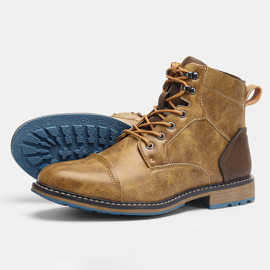 Men's Classic American Style Leather Boots 2025 Fashion Comfortable Brand Ankle