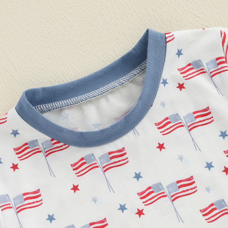 Infant Independence Day Apparel Set with Short Sleeve American Flag Print Tee