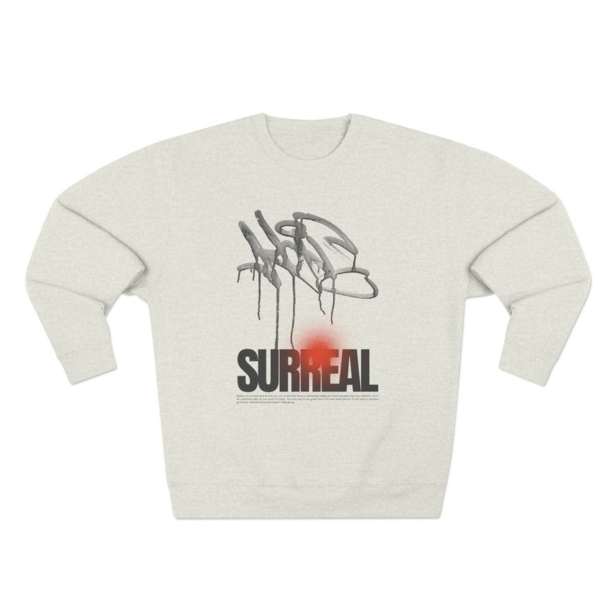 Surreal design on beige sweatshirt
