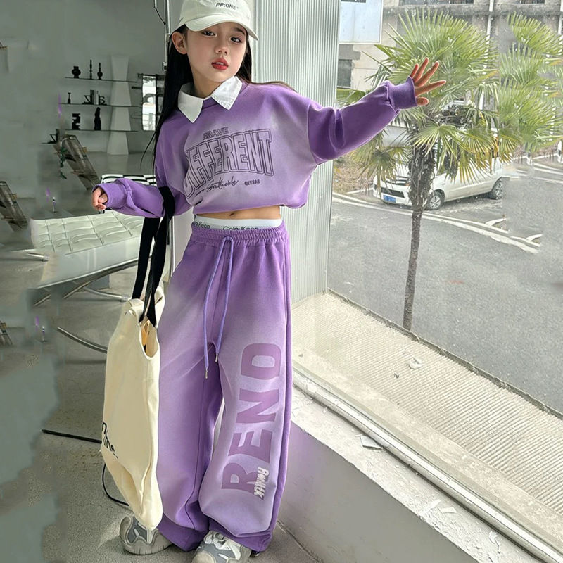 2025 spring kids Girls Clothes Suit Child o-neck letters sweatshirt