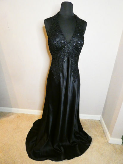 "Xscape" Black dress with beading