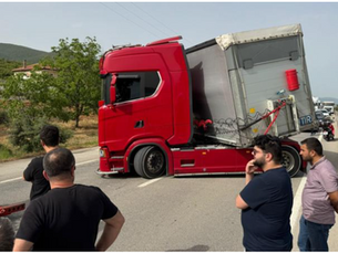 Arı sokması sonucu şoka giren tır sürücüsü kazaya neden oldu, yol saatlerce kapalı kaldı.