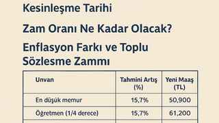 Temmuz 2025 memur zammı ve enflasyon farkı detayları