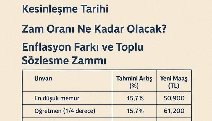 Temmuz 2025 memur zammı ve enflasyon farkı detayları