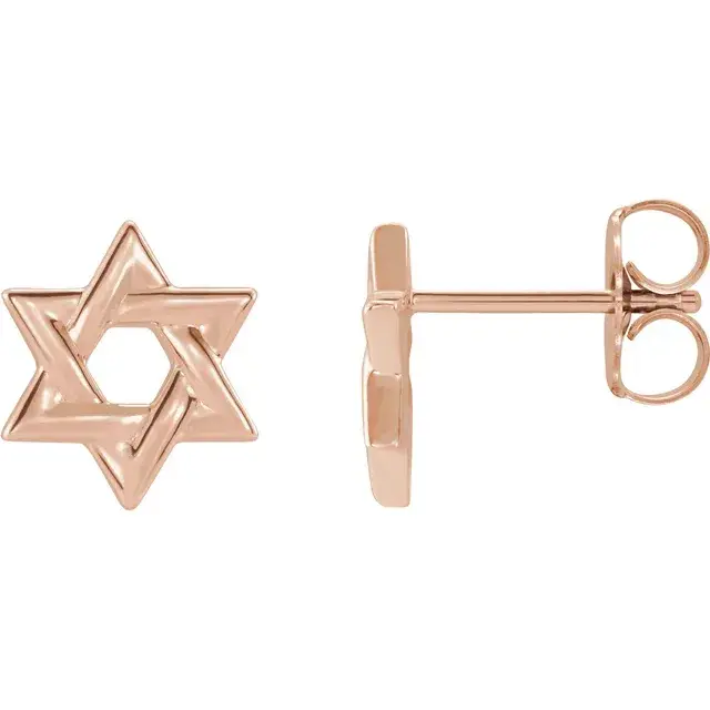 Thumbnail: 14K Rose Gold Star of David Earrings