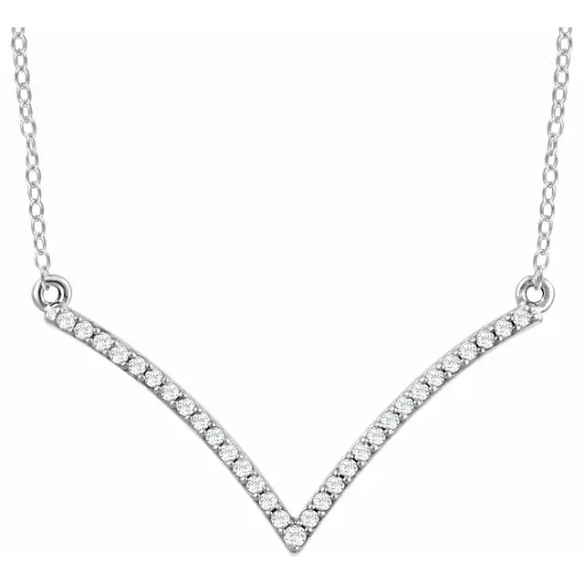 Thumbnail: 14K White Gold 1/6 CTW Natural Diamond V 18" Necklace