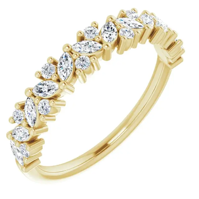 Thumbnail: 14K Yellow Gold 1/2 CTW Natural Diamond Tilted Marquise Anniversary Band Bottom View