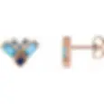 14K Rose Gold Natural Blue Multi-Gemstone Cluster Earrings