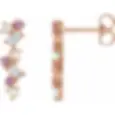 14K Rose Gold Opal, Pink Sapphire & 1/10 CTW Diamond Scattered Bar Earrings