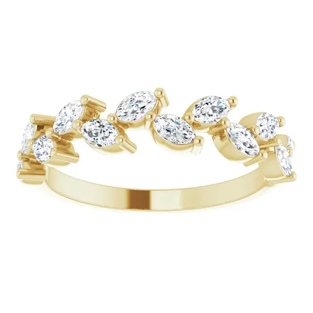 14K Yellow Gold 5/8 CTW Natural Diamond Marquise Anniversary Band