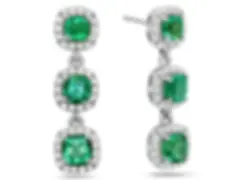 Natural Emerald & Diamond Drop Earring