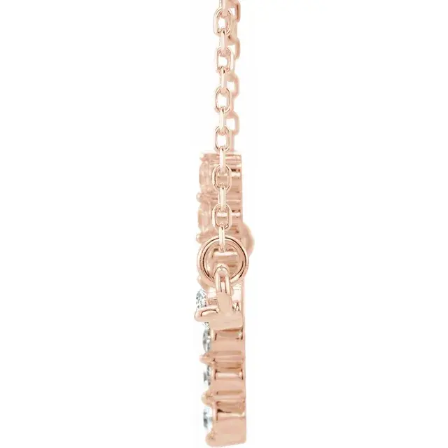 Thumbnail: 14K Rose Gold 1/5 CTW Natural Diamond Sideways Cross 16-18" Necklace