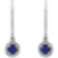 14K White Gold 5.5 mm Halo-Style Natural Sapphire & Diamond Earrings