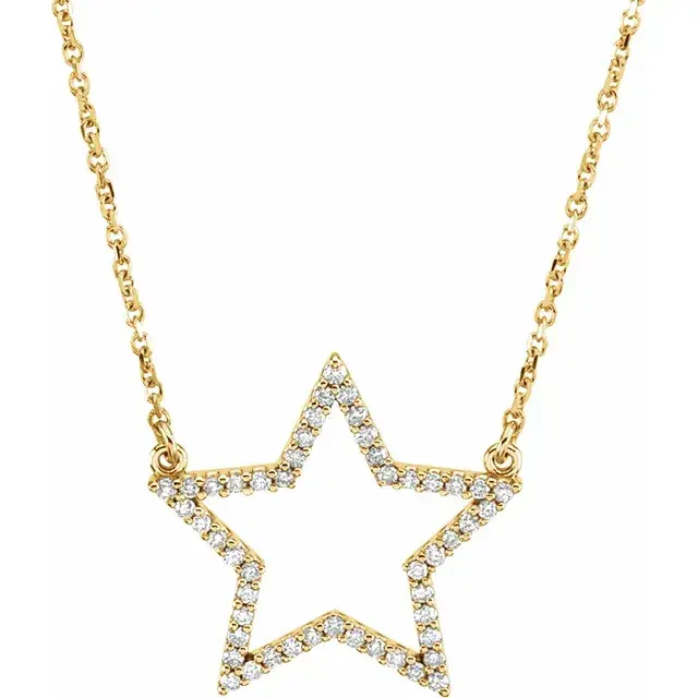 14K Yellow Gold 1/5 CTW Natural Diamond Star 16" Necklace