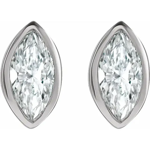 Thumbnail: 14K White Gold 1/6 CTW Natural Diamond Solitaire Bezel-Set Earrings