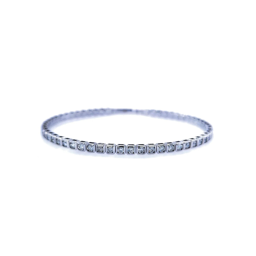 White Gold Bezel Set Bangle