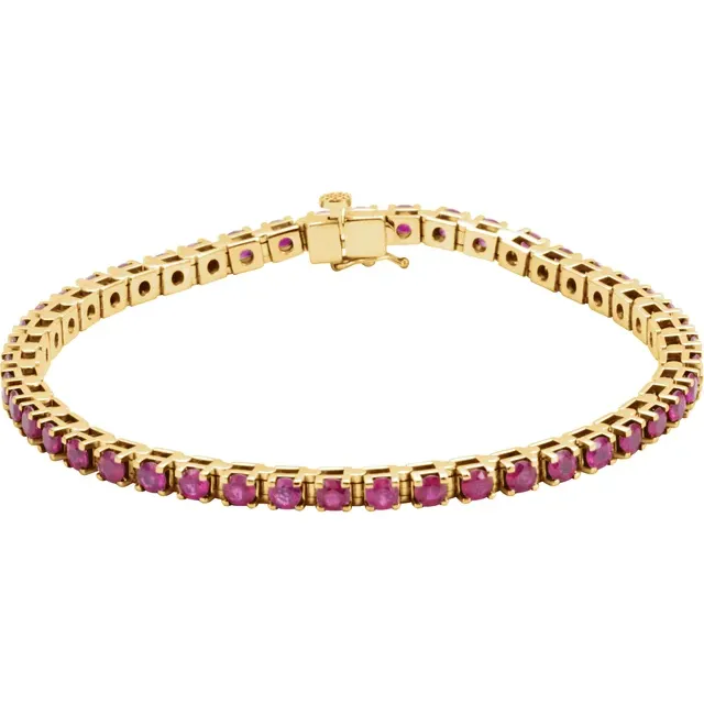 14K Gold Natural Ruby Line 7" Bracelet